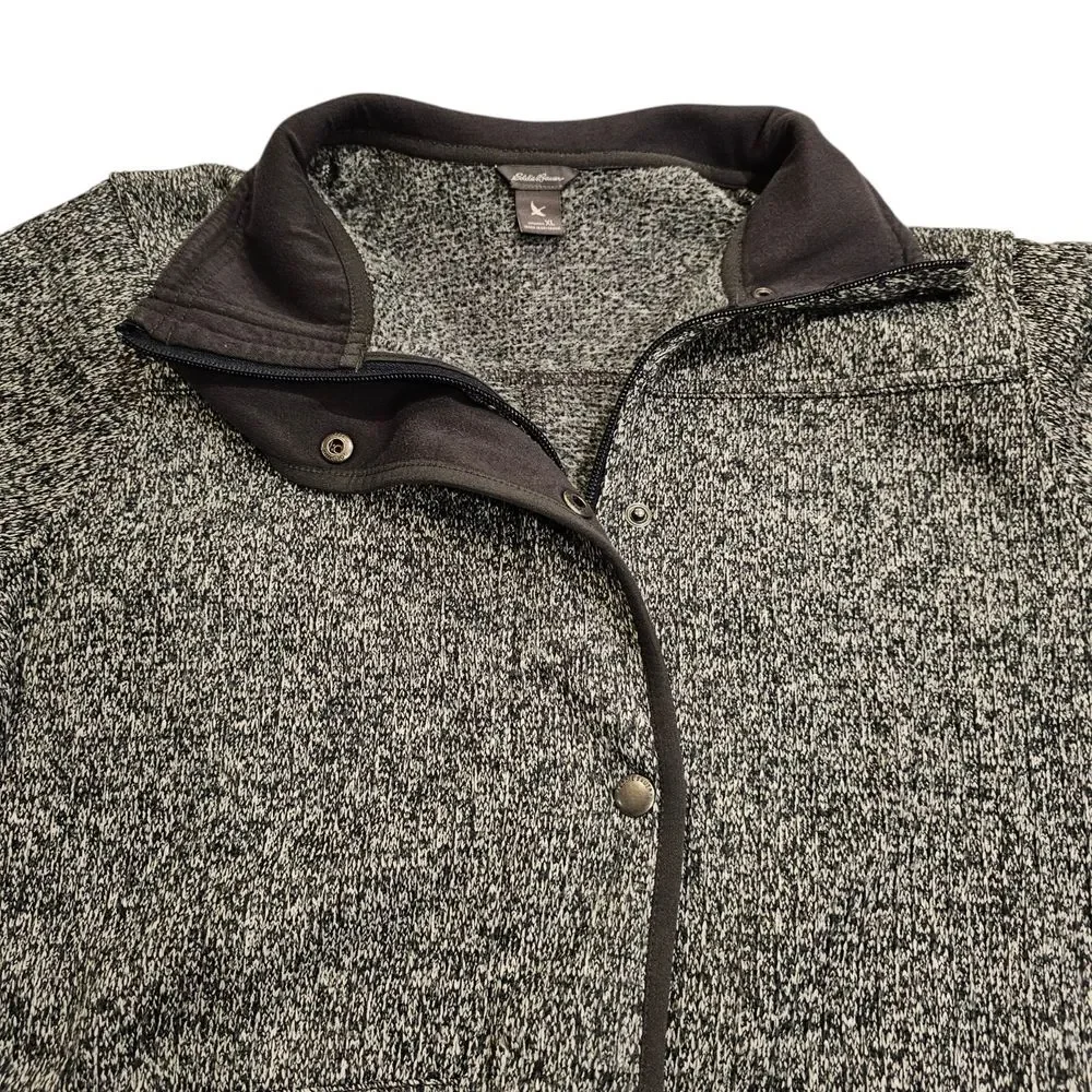 Eddie Bauer Women's Knit Sweater Fleece Lined Jacket Full Zip‎ Heather Green XL